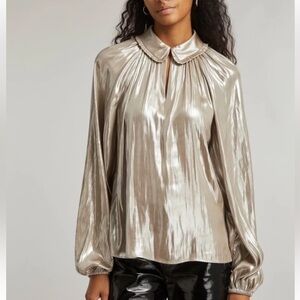 New Aligne.Co Grenadine champagne foil blouse/ top